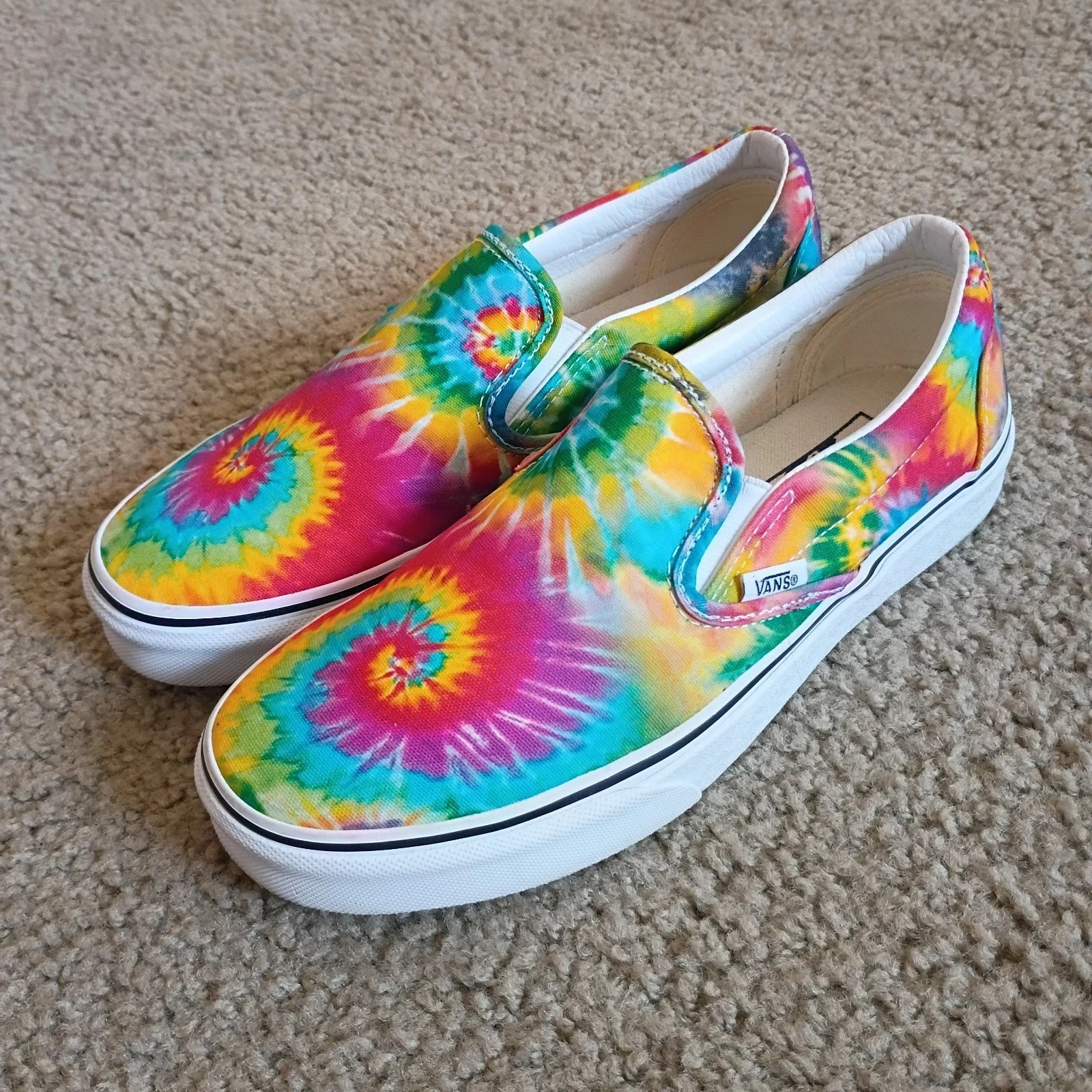 Vans Off The Wall Rainbow Tie Dye Slip On Skate Sneakers Women’s 7.5/Men 6 New
