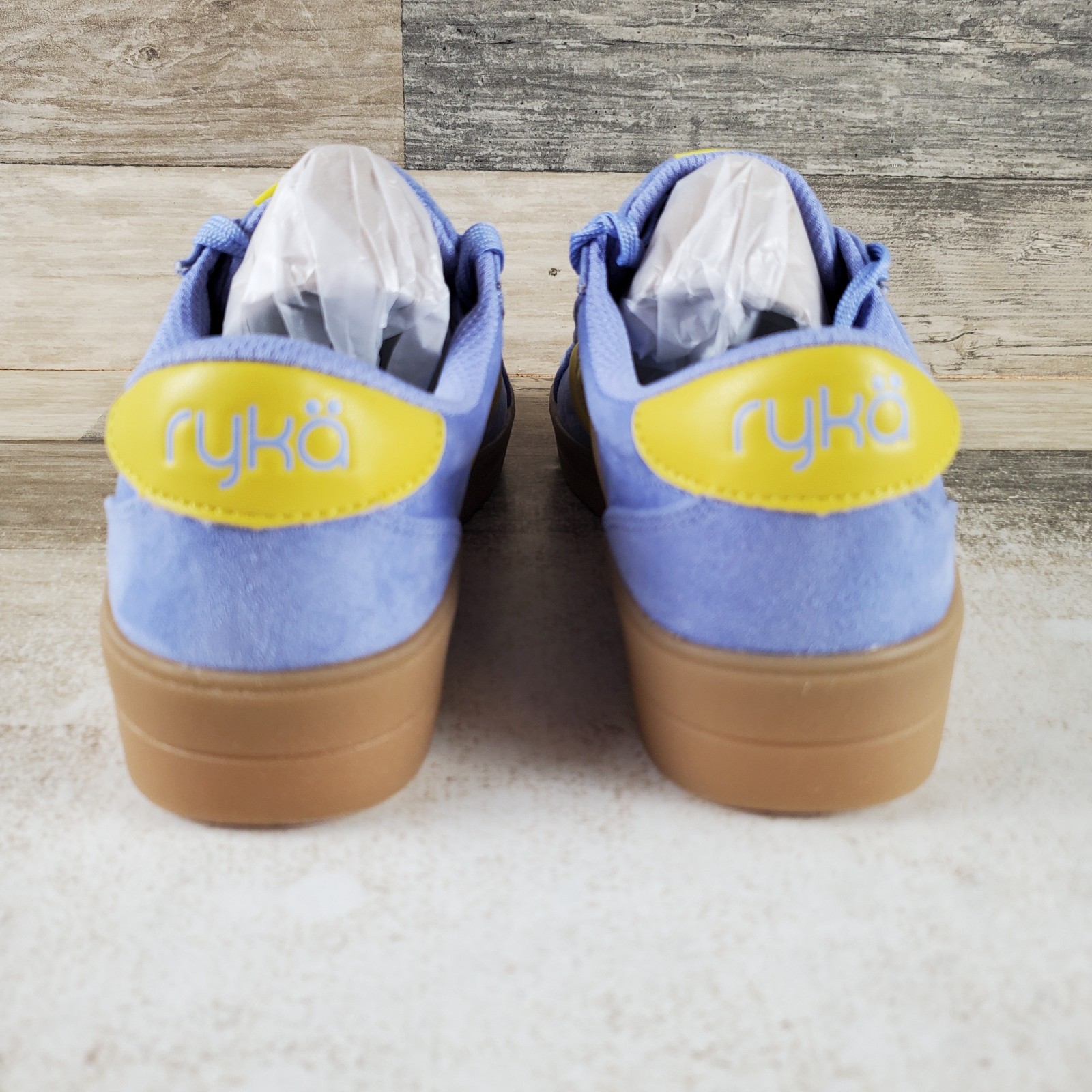 Ryka Viv Next Womens Shoes Sz 6.5 M Running Blue Yellow Suede Lace Up Sneakers