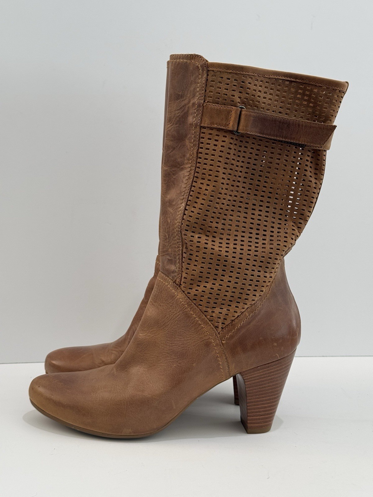 Aquatalia Italian L Brown Leather Heeled Boots -8.5/