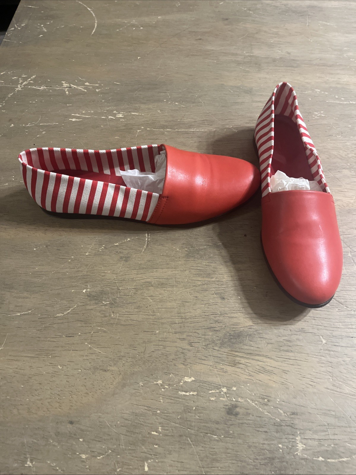 Cecilia Bringheli CB Made in Italy Red/White Textile Loafer Flats Shoe 37.5 – 7
