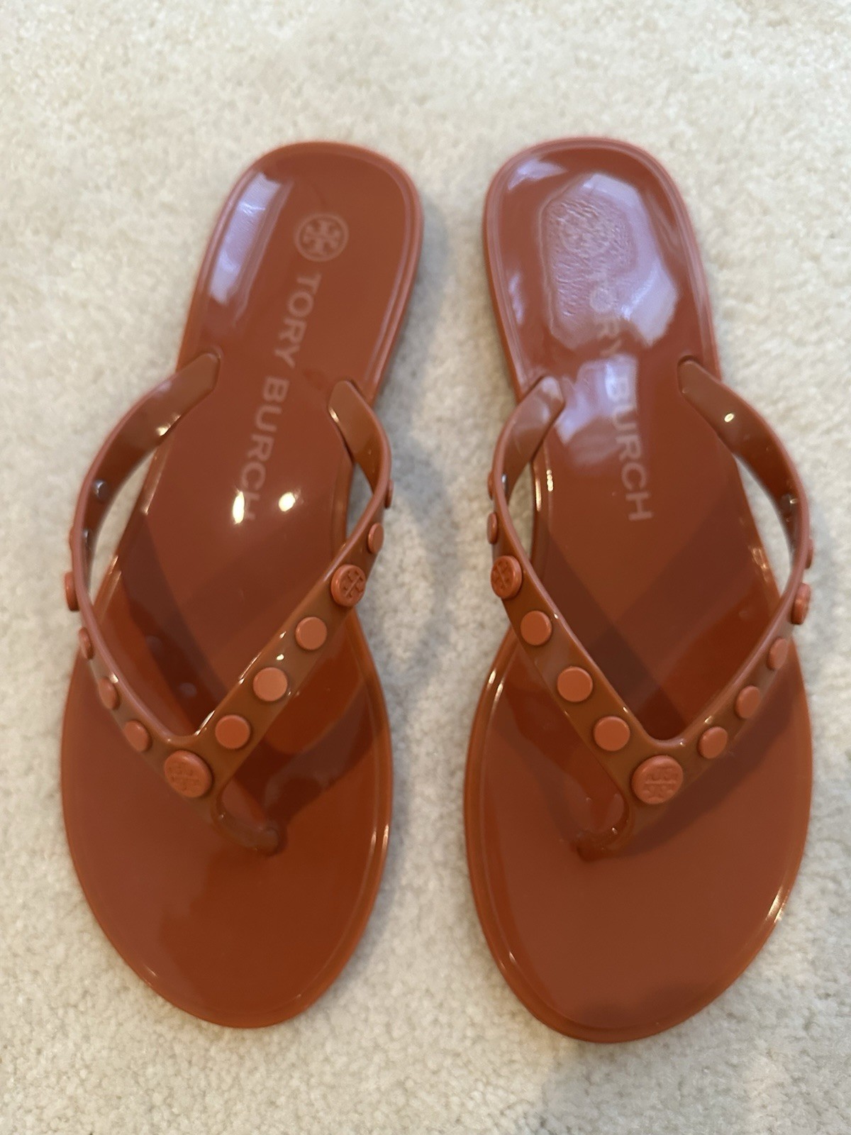 Tory Burch Women’s Studded Jelly Thong Sandals Size 7 Green Color
