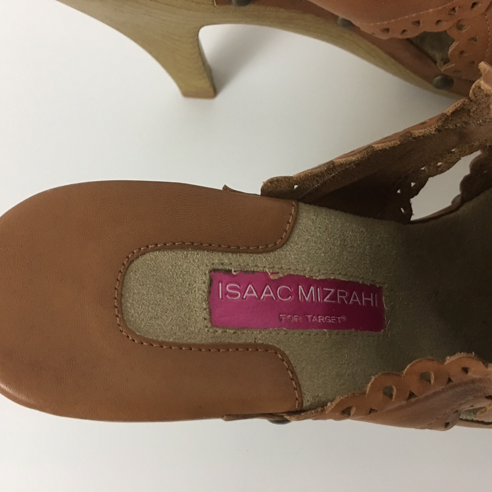 Isaac Mizrahi For Target Womens Blondie Heels Size 9 Tan Mules Leather 096131143