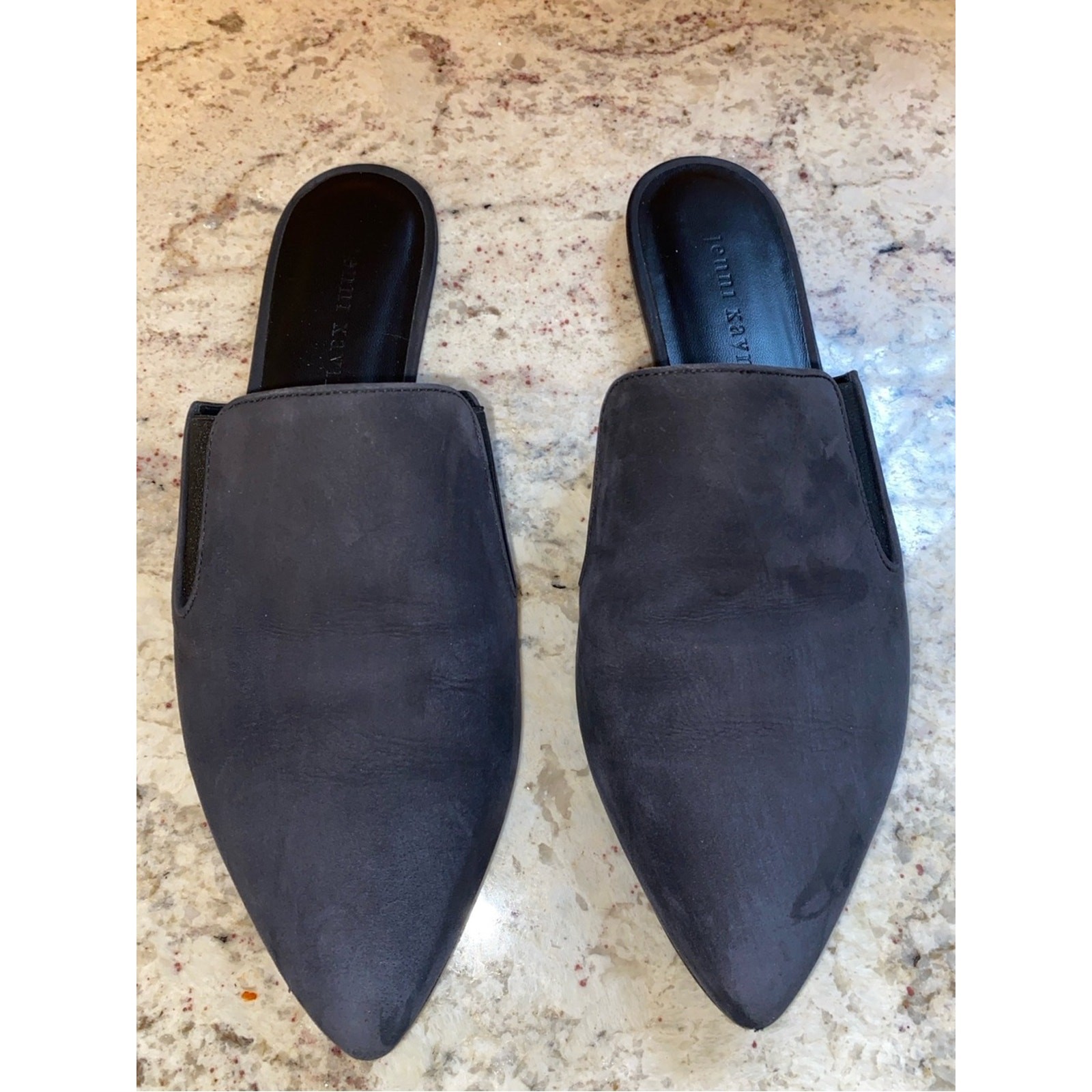 Jenni Kayne $395 Black Oiled Leather Mule EU 39 US 9 EUC