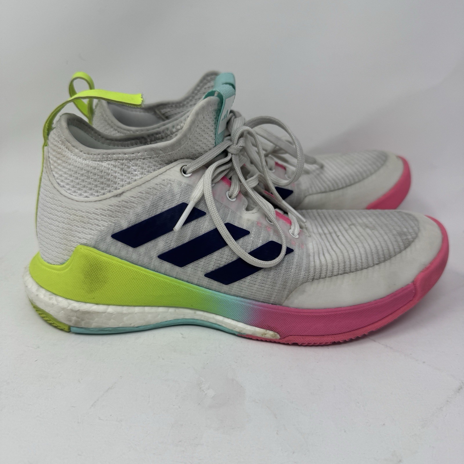 Size 7.5 Adidas Womens CrazyFlight Mid Volleyball Shoes HP3337 White Rainbow