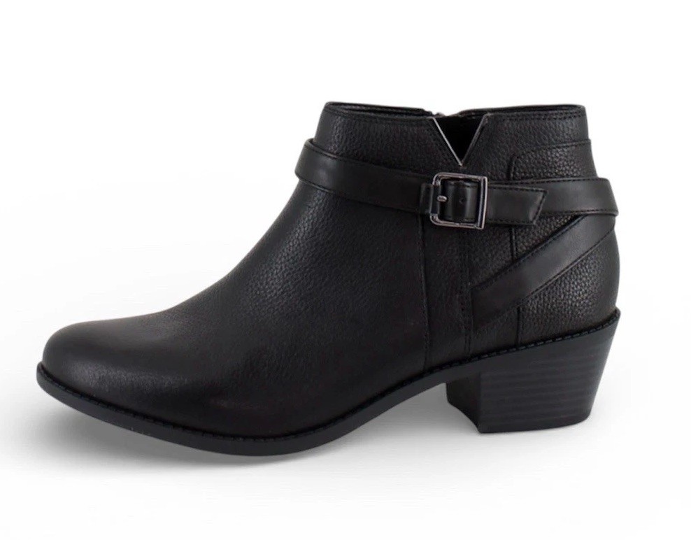 Vionic Farrah Womens Size 8.5 Wide Ankle Boots Booties Black Leather
