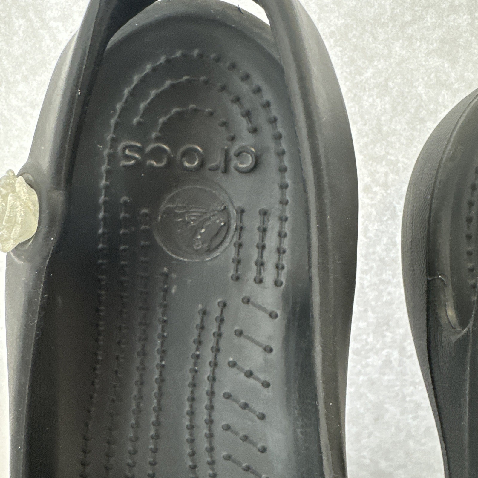 CROCS Jayna Slingback Flat w/ Crystal Charm Women’s 9 Black EUC