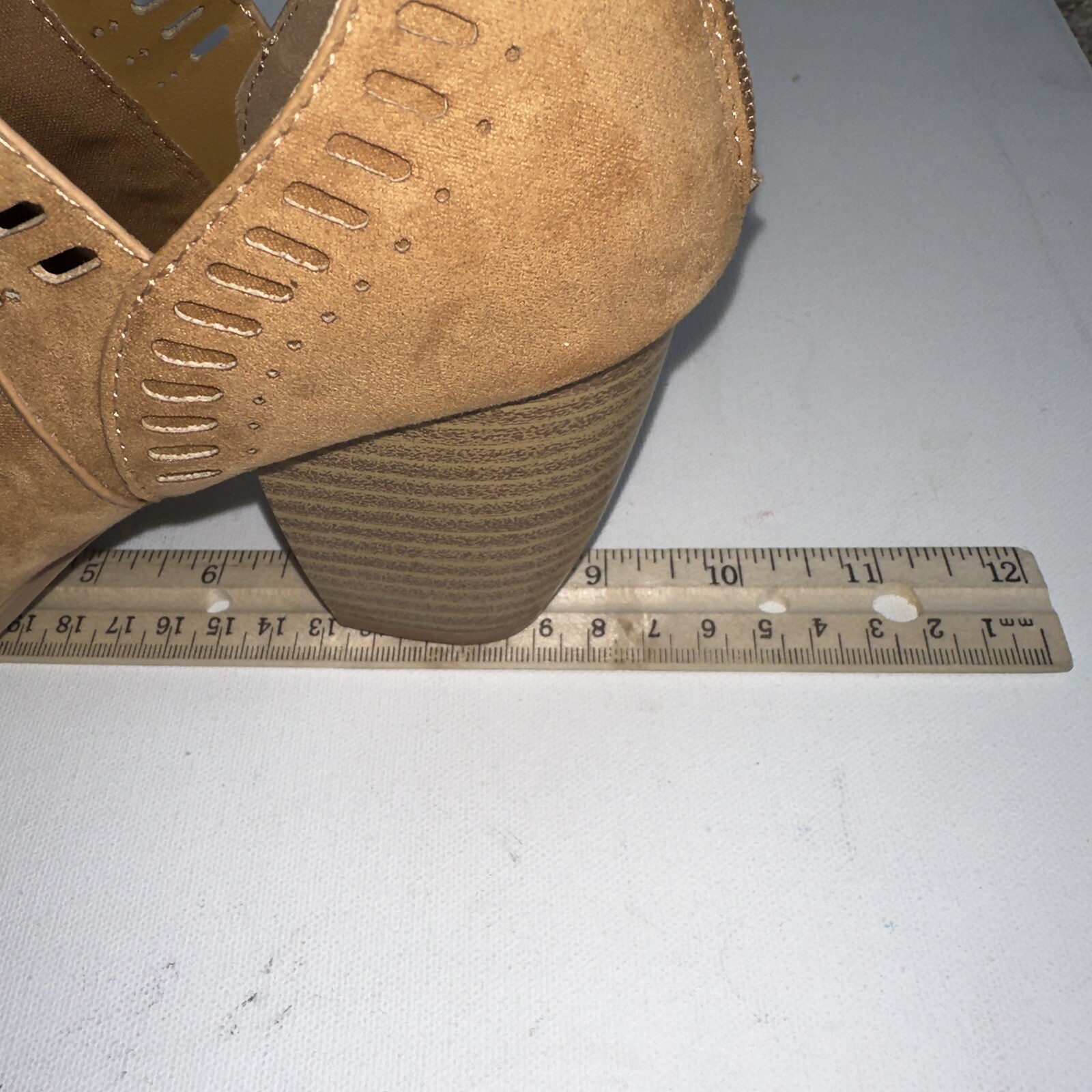 Brown Suede Ankle Booties 5 Block Heel Zip Square Toe Boho Western Minimalist