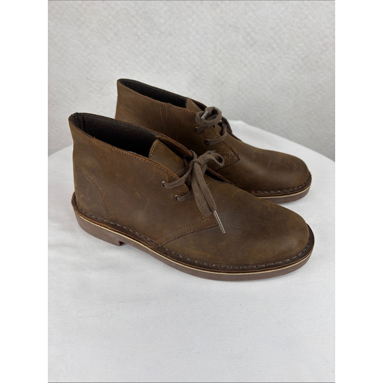 Clarks Collection Acre Bridge Brown Leather Chukka Desert Boots Women’s 7.5