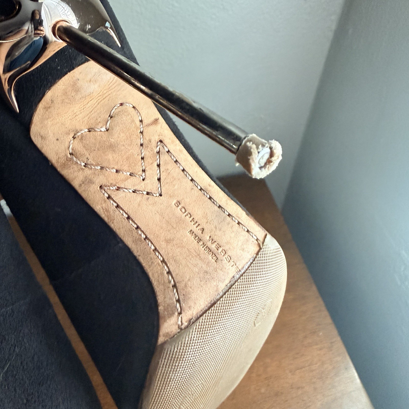 Sophia Webster Coco Flamingo Suede Pumps Sz 7 Black Copper SEE PHOTOS