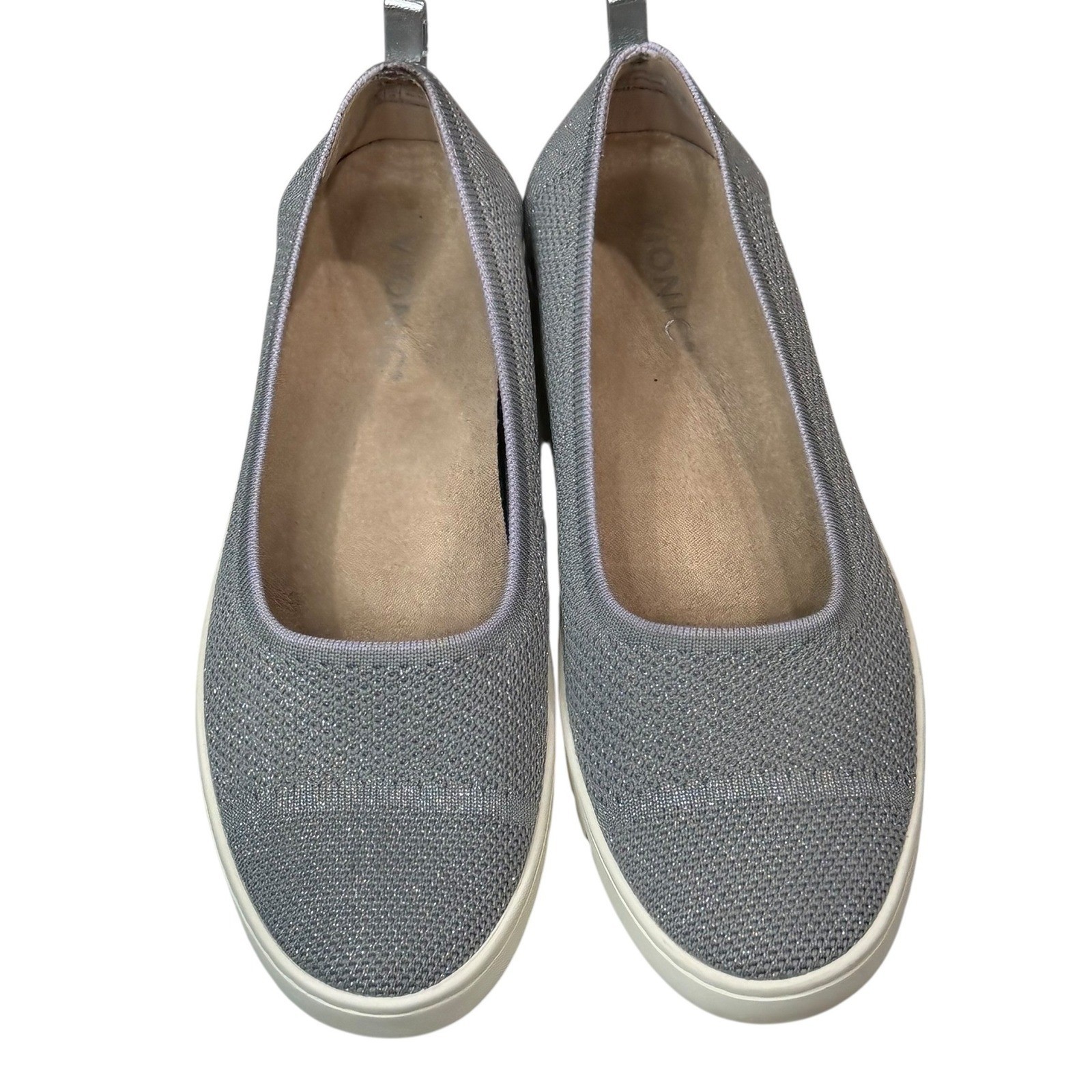 Vionic Uptown Skimmer Knit Shoes Womens 8.5 Gray Breathable Casual Comfort Flats