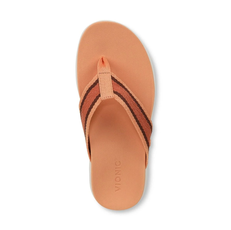 Vionic Bella Braid Toe Post Sandal, Shell Coral Multi Color, New, Freeship