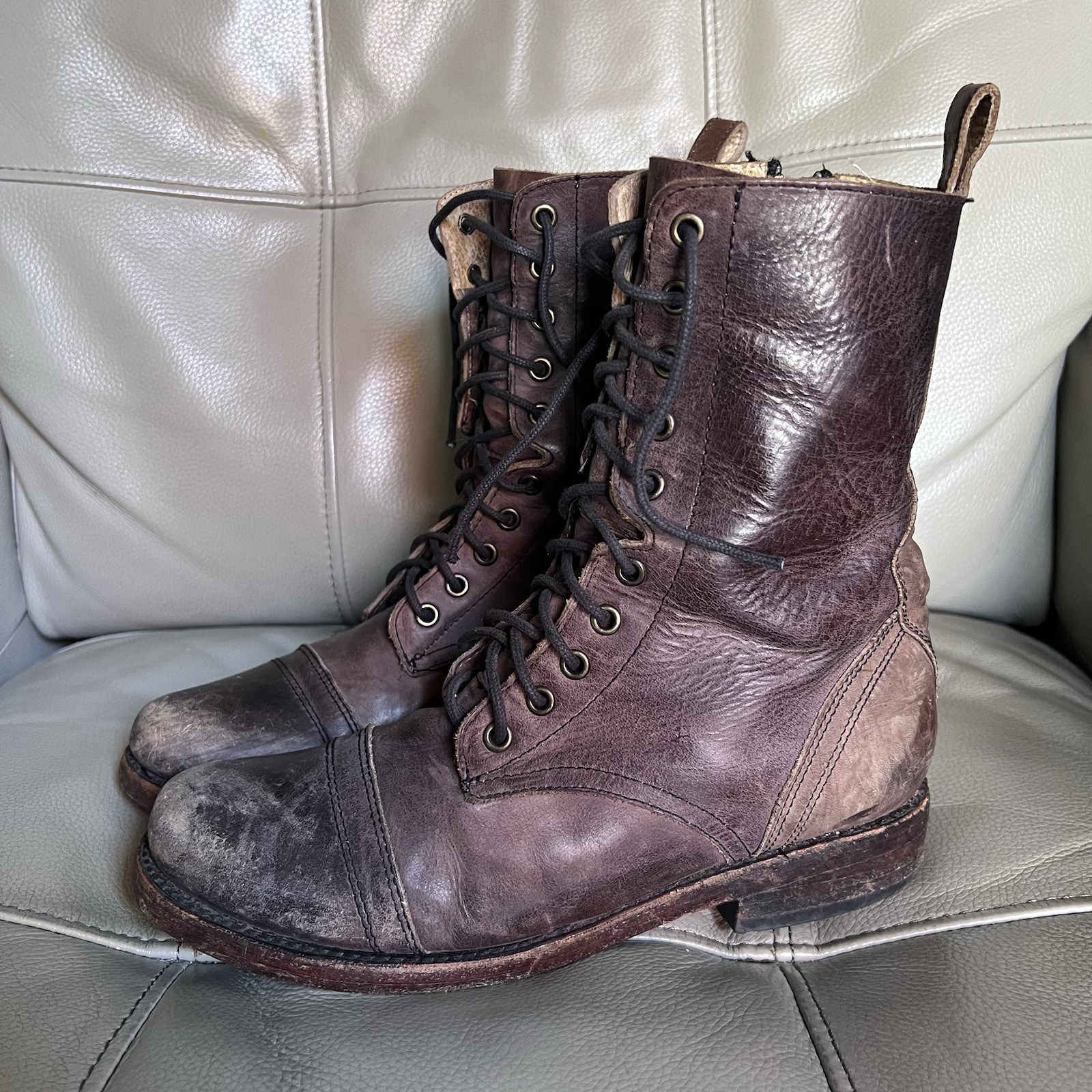 Freebird by Steven CHASE Boots Sz 9 Combat Distressed Lace Up Grunge Biker Moto