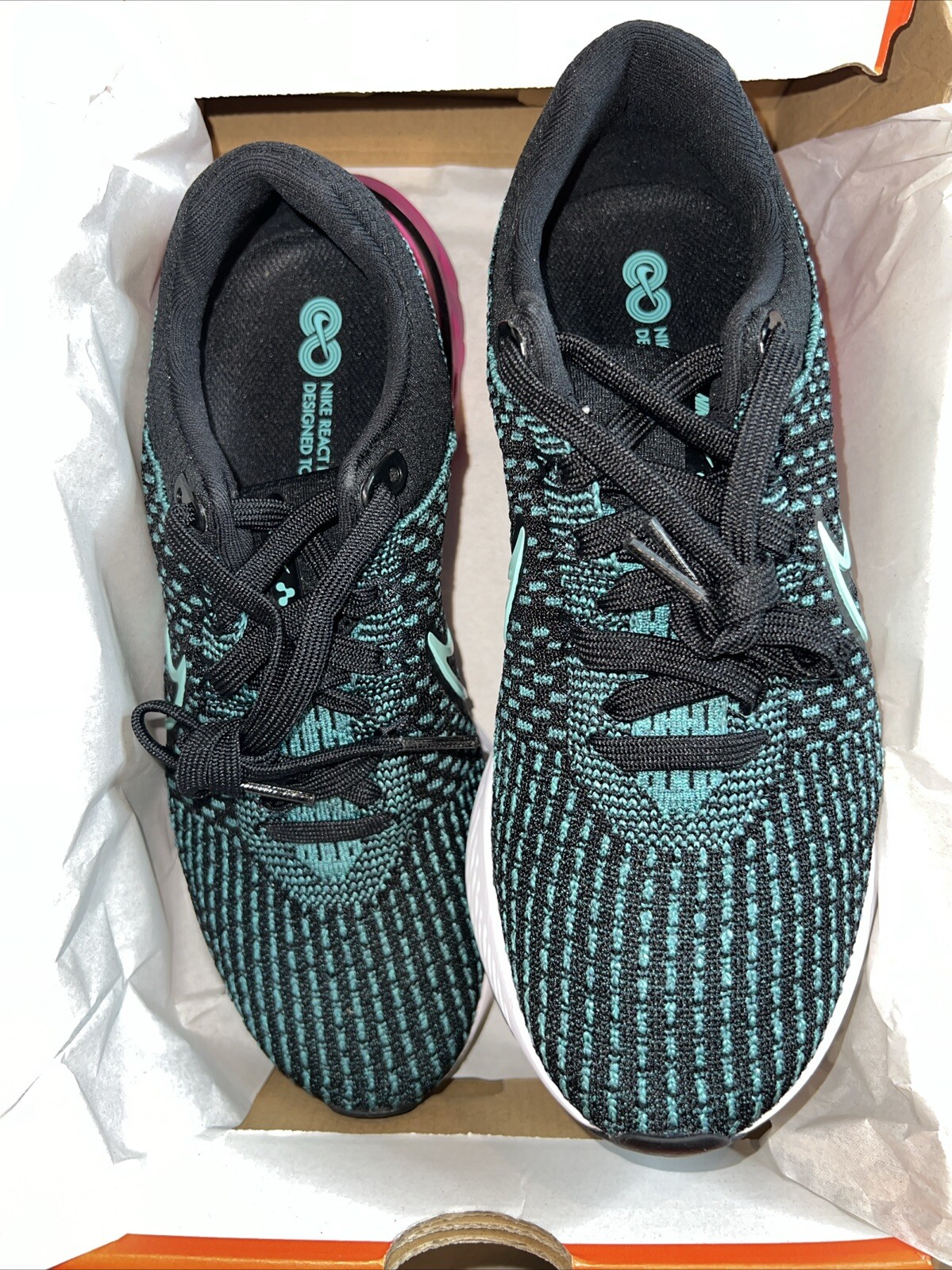 Nike React Infinity Run Flyknit 3 Black/Pink Women’s Running DD3024 003 Size 7.5