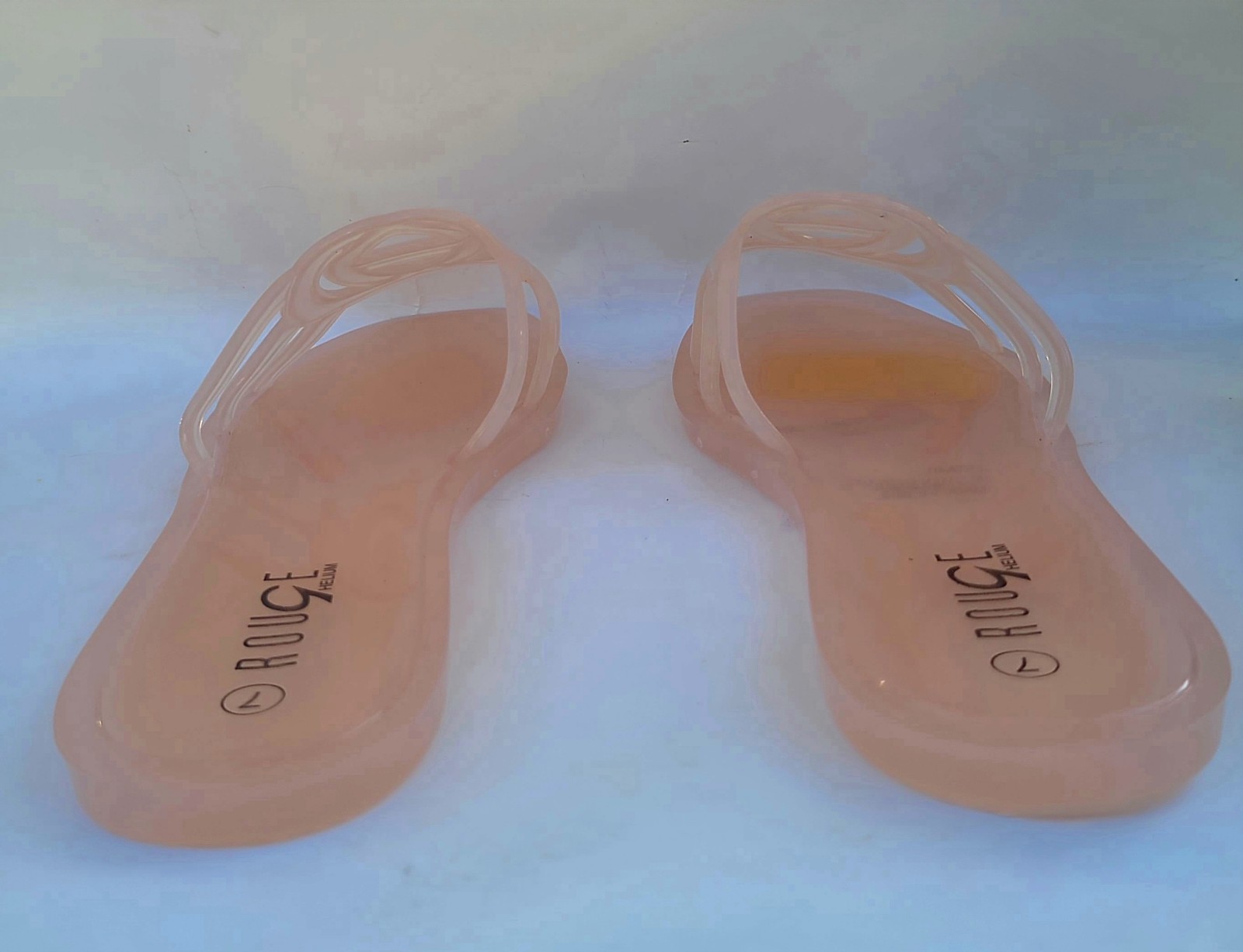 ROUGE Helium Slide Sandals Nude Clear PVC Slip On Flat Solid Women’s 7