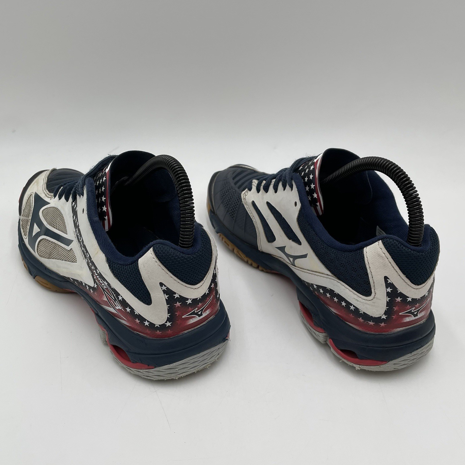 Mizuno Wave Lightning Z3 Womens Size 7 Volleyball Shoes USA FLAG Red White Blue