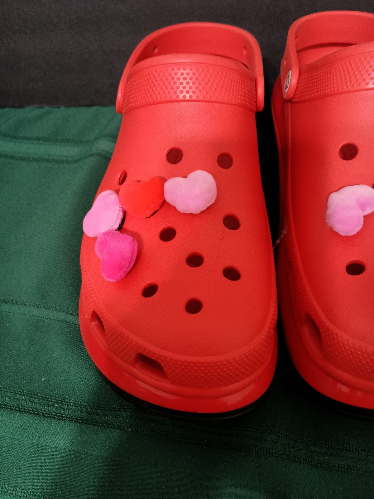 Limited Edition Karol G Red Flamboyant Crocs Mens 12 Missing Heart NW Drag Queen
