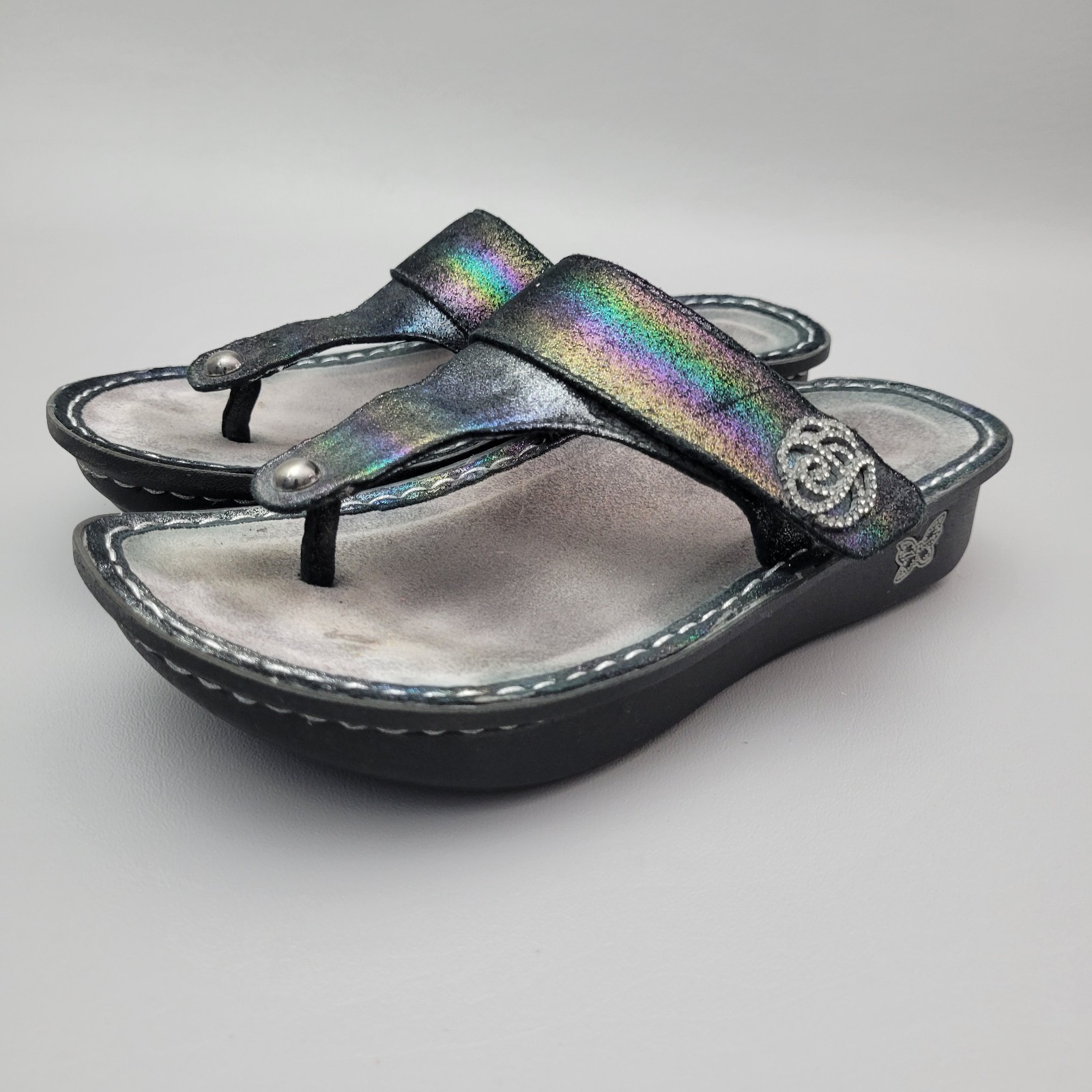 Alegria Thong Comfort Sandals Size 36 US 6.5 Irredescent Rainbow Metallic
