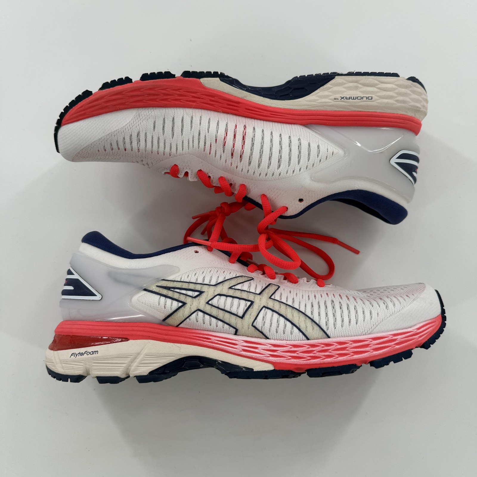 ASICS GEL-Kayano 25 Shoes Womens Size 9 White Pink Running Sneakers 1012A026