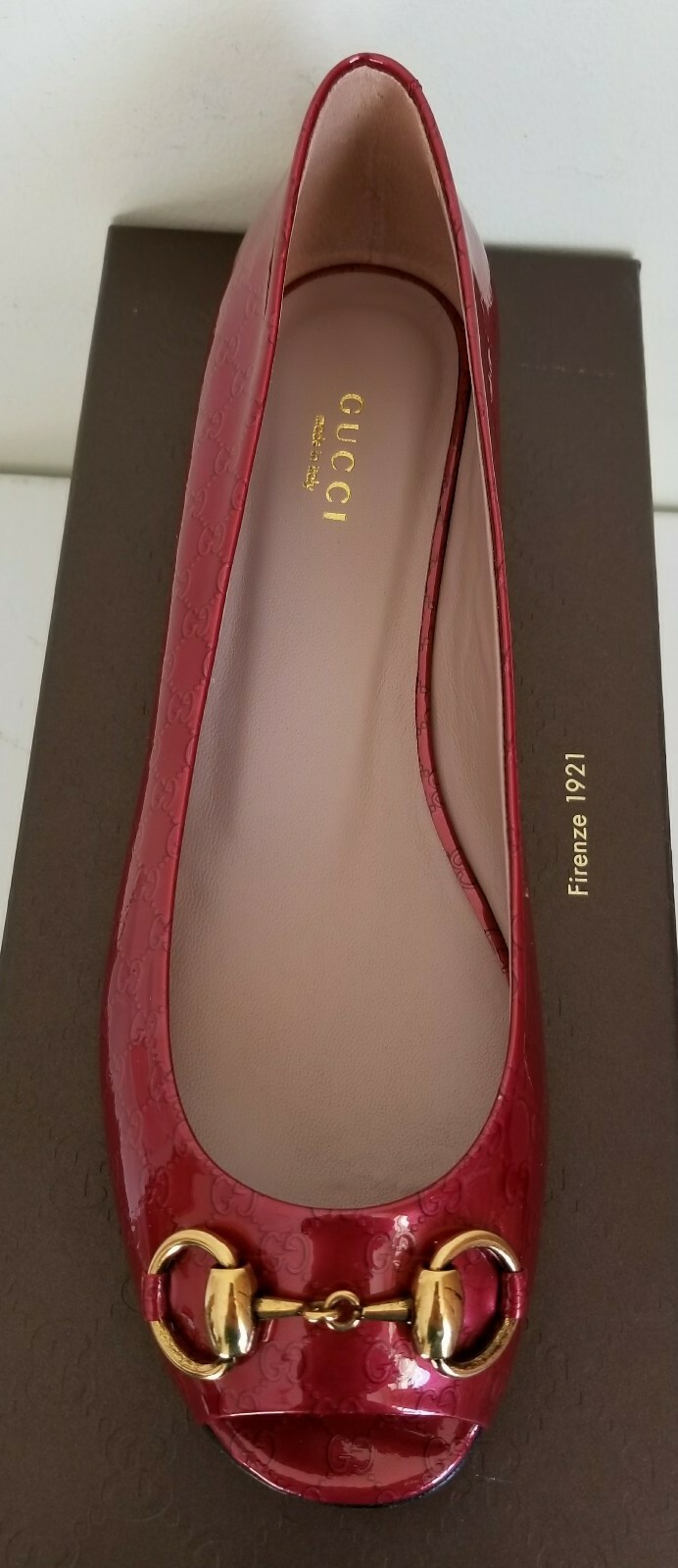 GUCCI JOLENE MICROGUCCISSIMA LOGO GOLD HORSEBIT FLATS EU 38.5 I LOVE SHOES