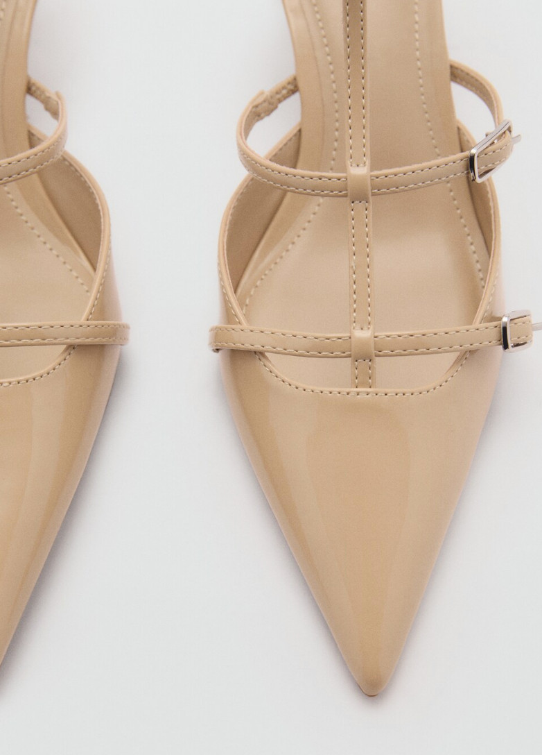 NEW MANGO MNG NUDE BUCKLE STRAPS HEELED HIGH HEEL SHOES SZ 38 7.5