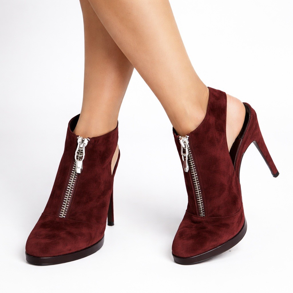 Diane von Furstenberg Suede Slingback Heels Shoe Pump Zip Burgundy Maroon Size 7