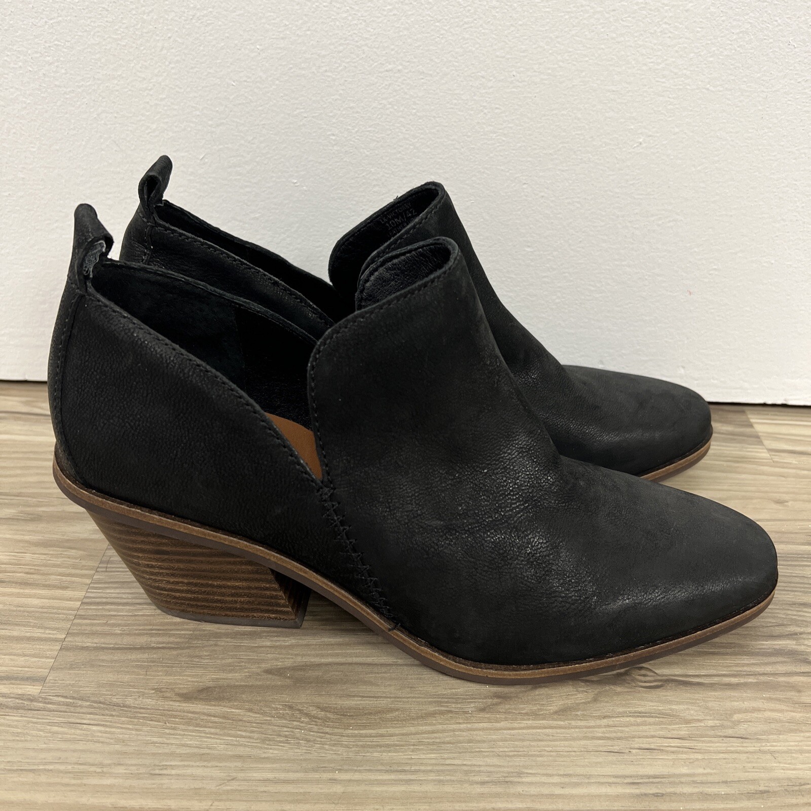 Lucky Brand Victorey Bootie Ankle Boot Leather Black Women’s Size 10 NWOB