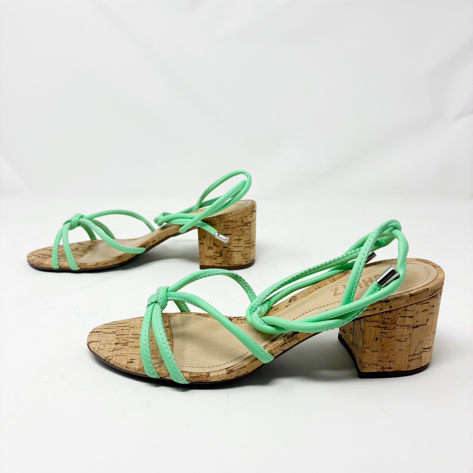 Schutz Suzy Mint Green Block Cork Heel Sandal 6.5 NIB