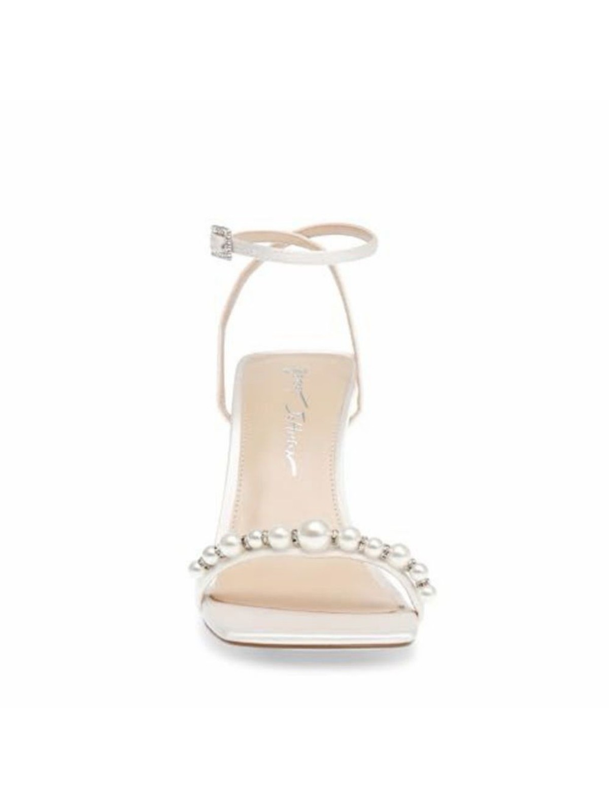 Betsey Johnson SB-Jacy Ivory Pearl-Embellished Ankle Strap Heels size 7.5