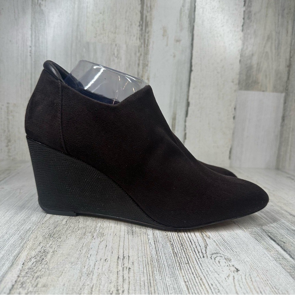 Donald Pliner Wedge Pump Tanah Women’s 11 Textile Leather Brown Chocolate