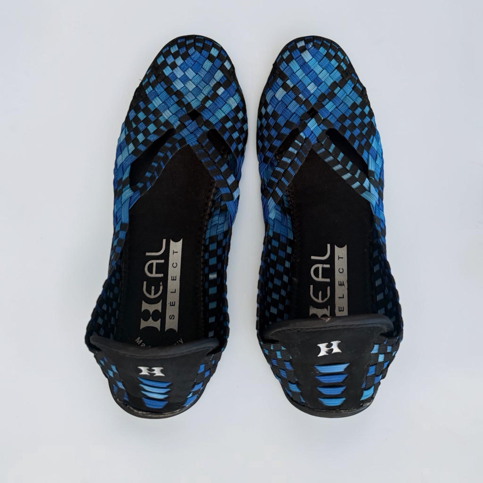 HEAL Select Made In Italy Blue Woven Elastic Comfort Flats Shoes Size 8.5 / 40