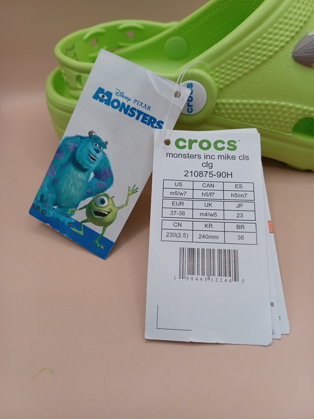 Crocs Monster Inc Mike Wazowski Classic Clog-Green Size Men 5 Women 7 US