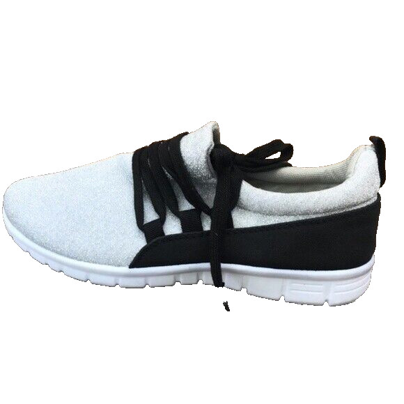 MIA Silver Metallic Sneakers Stretch Lace Up NEW Size 8.5 Casual Fashion Sneaker