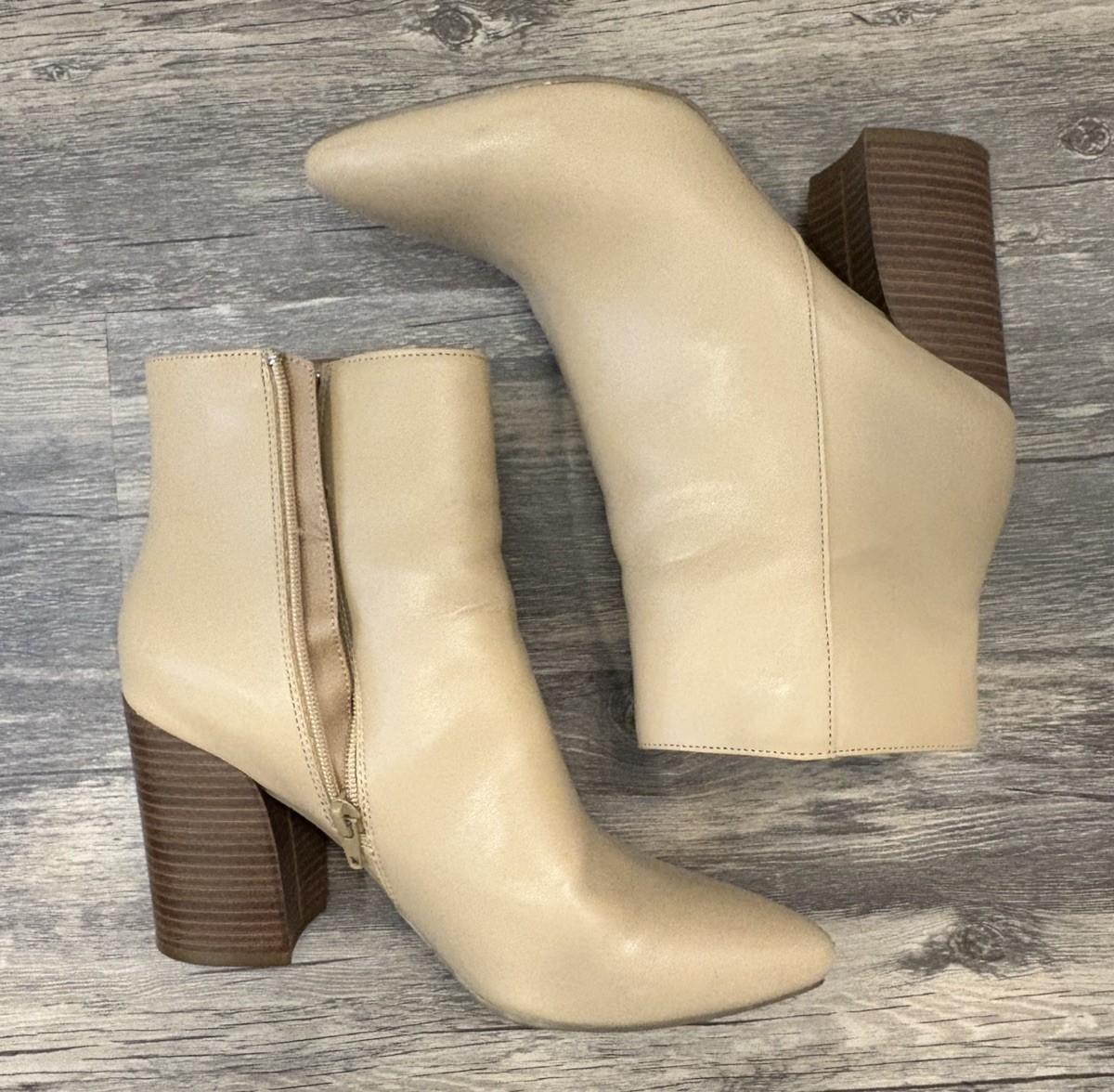 SUGAR Women’s Beige Block Heel Booties – Size 8.5