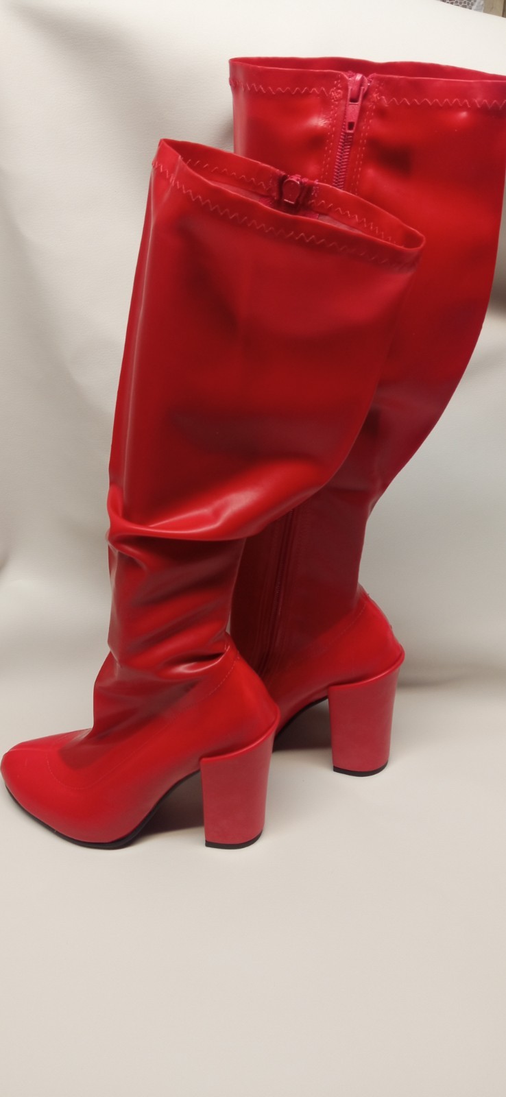 Handmade Rubber Boots Knee High Many Colours Heel 11cm Block – 41-47
