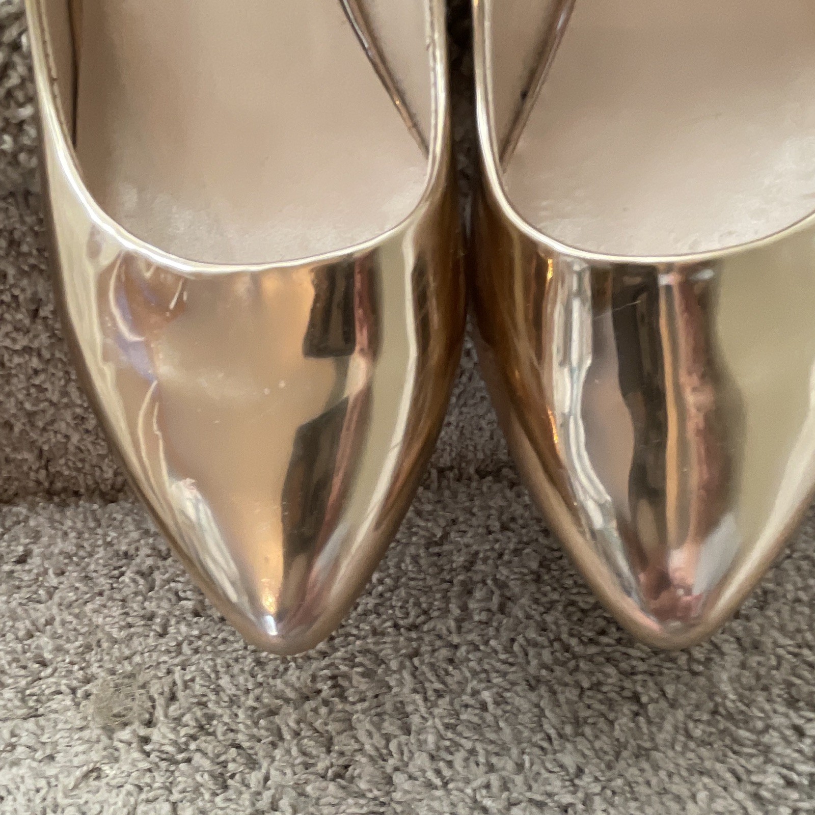 INC International Concepts Gold Metallic Pointed Toe Slip-On Pumps Stiletto 8M