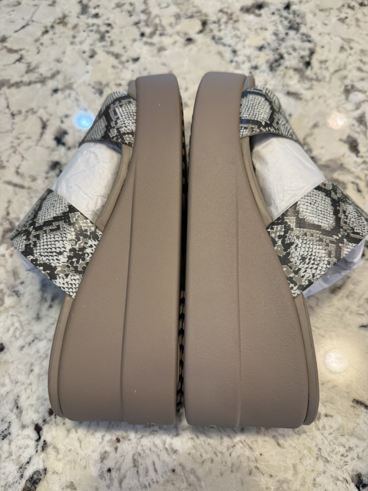 Crocs Brooklyn Mid Wedge Sandal with Snake Print in Size 7
