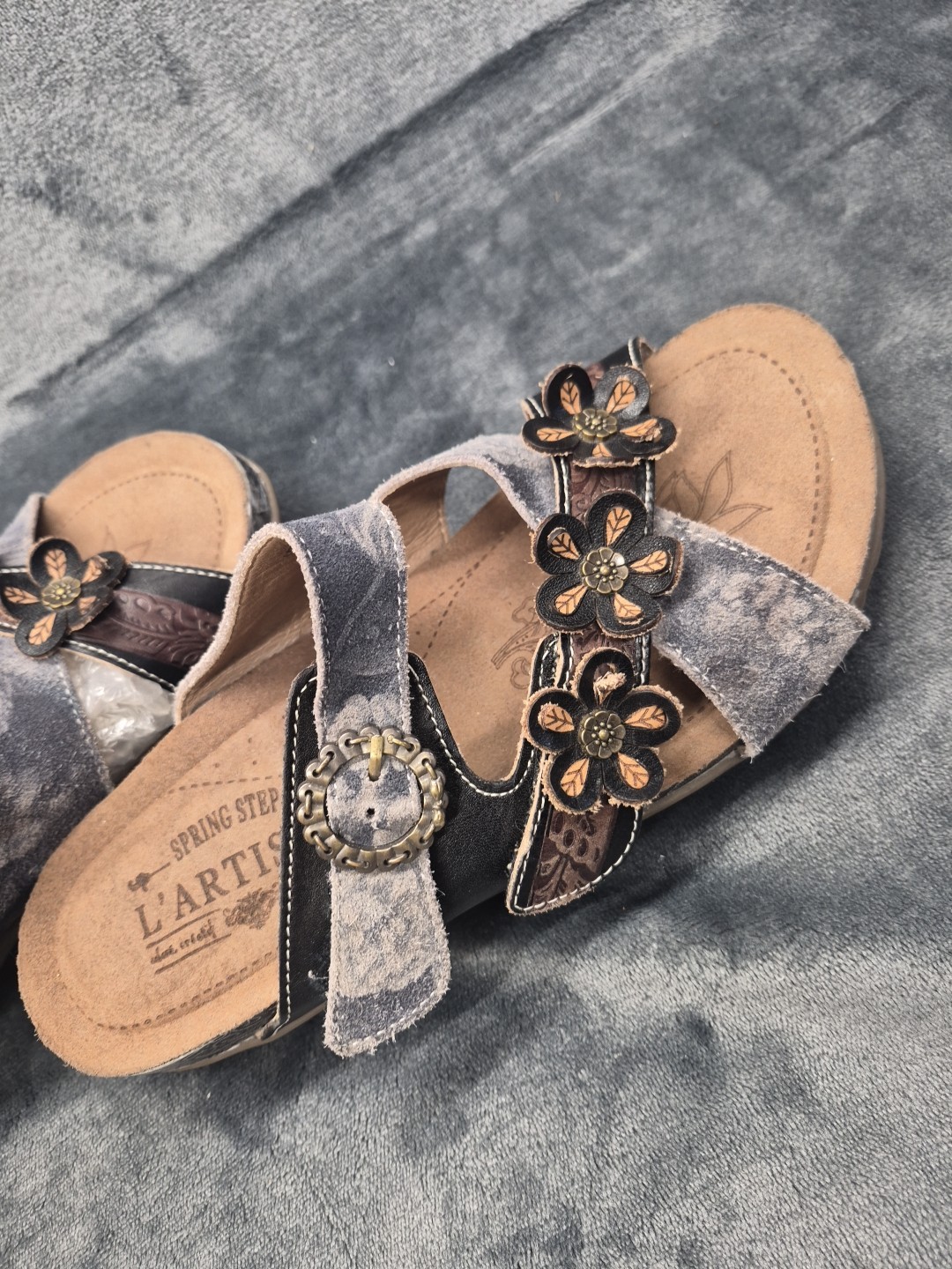 L’artiste Caelana By Spring Step slide Sandals 39 (USA 8.5) In Gray Tone