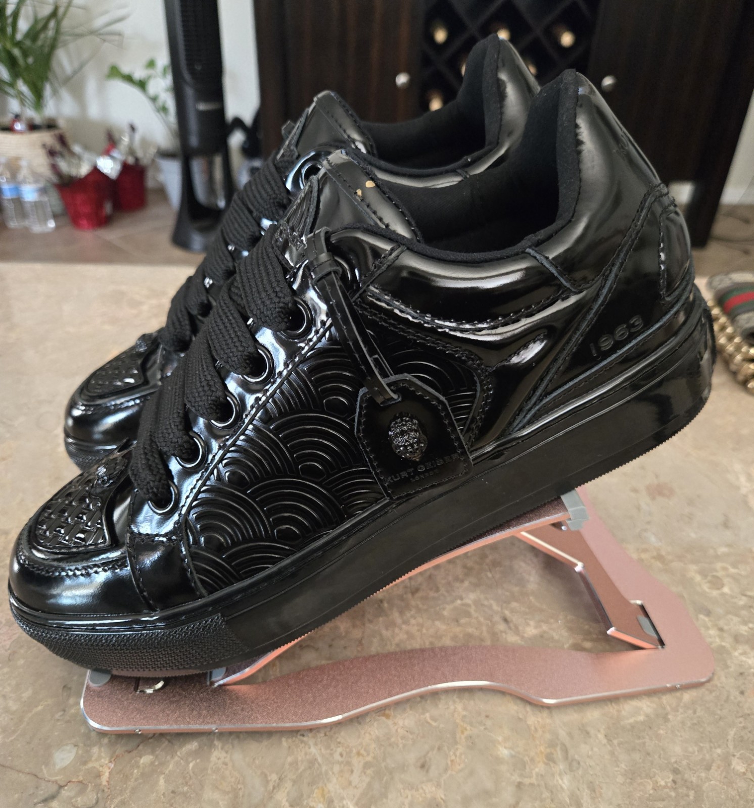 Kurt Geiger London Southbank Tag Platform Sneakers in Black. Size 42