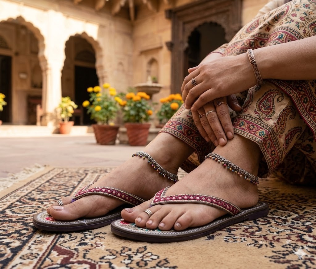 Women Slippers Traditional Handmade Leather Indian Footwear Flat US 6