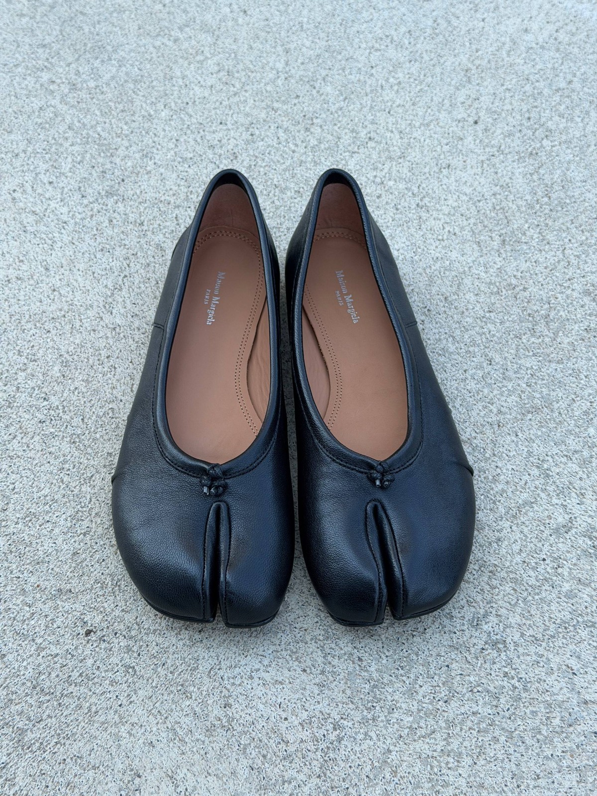 Maison Margiela Tabi Ballerina Flats Black Leather Size 40 EU Authentic