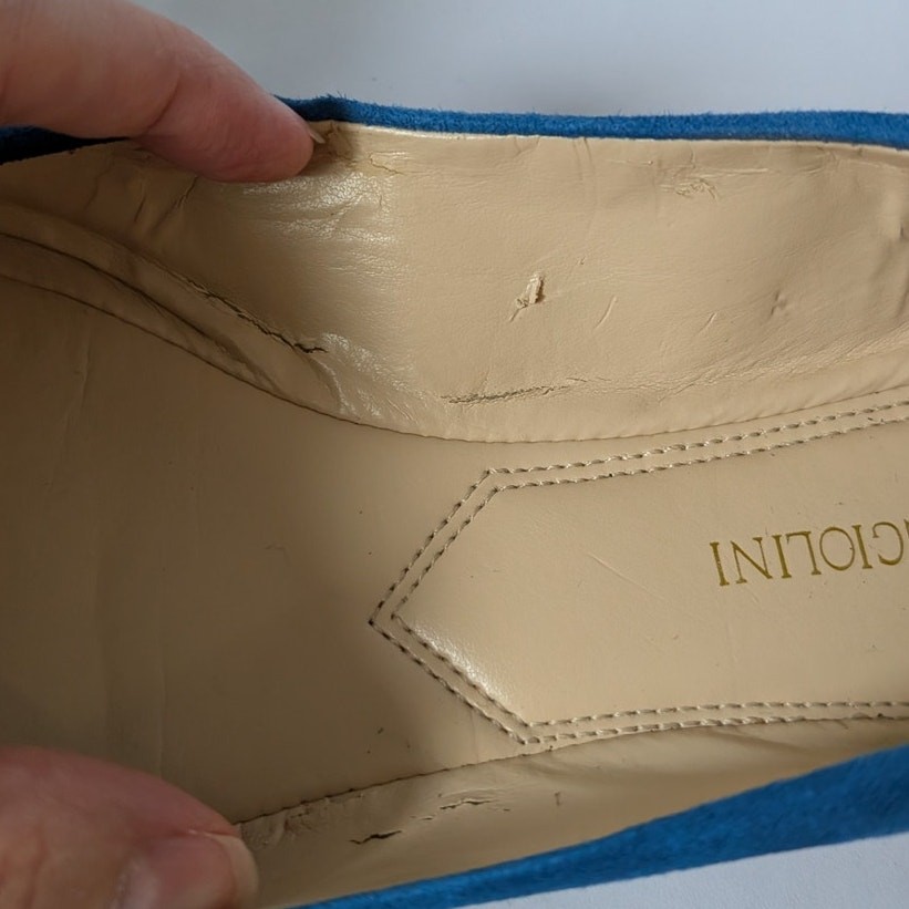 NWT Genuine Leather Enzo Angiolini Eashiana Blue Suede Ballet Flats Size 8.5