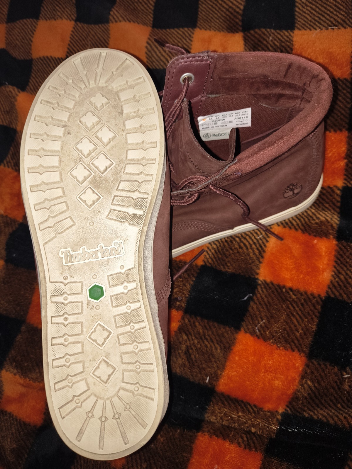 Timberland ReBOTL Burgundy Leather Ankle Bootie Lace-Up Cushioned US 8.5