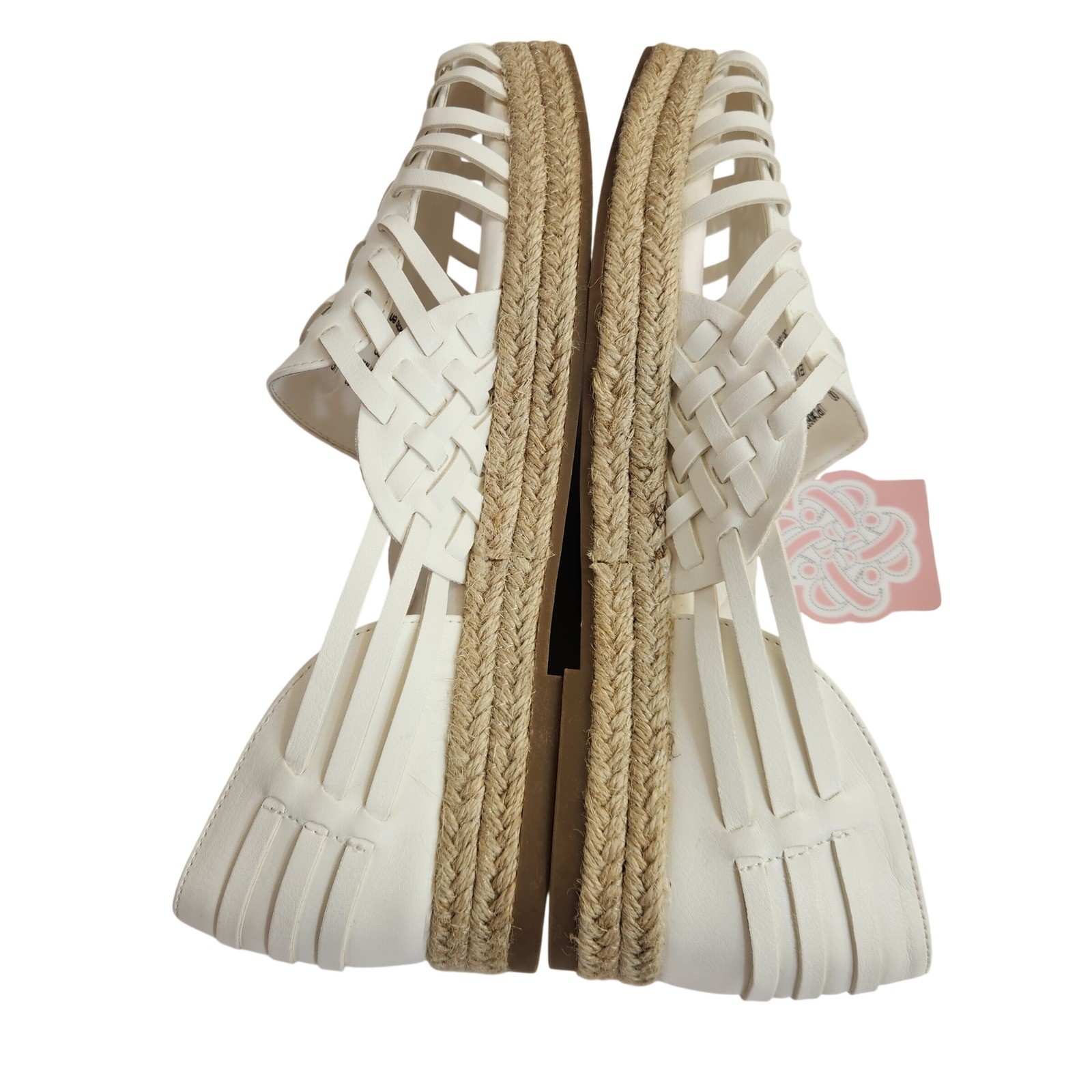 SAM & LIBBY Women’s Asha Espadrille Flats White Size 9 Woven Leather Shoes NWT