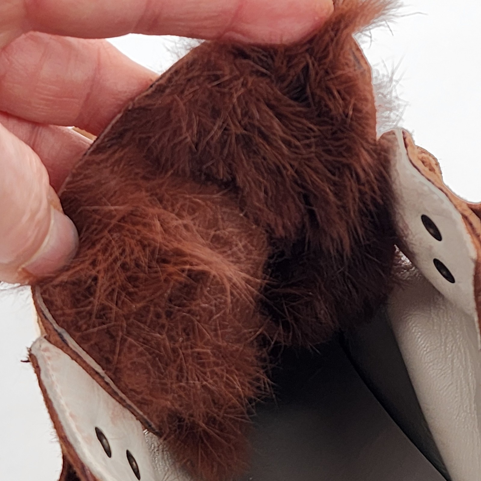 NAVYBOOT SWITZERLAND Brown Suede Lace Up High Top Sneakers Real Fur Size 37 6.5