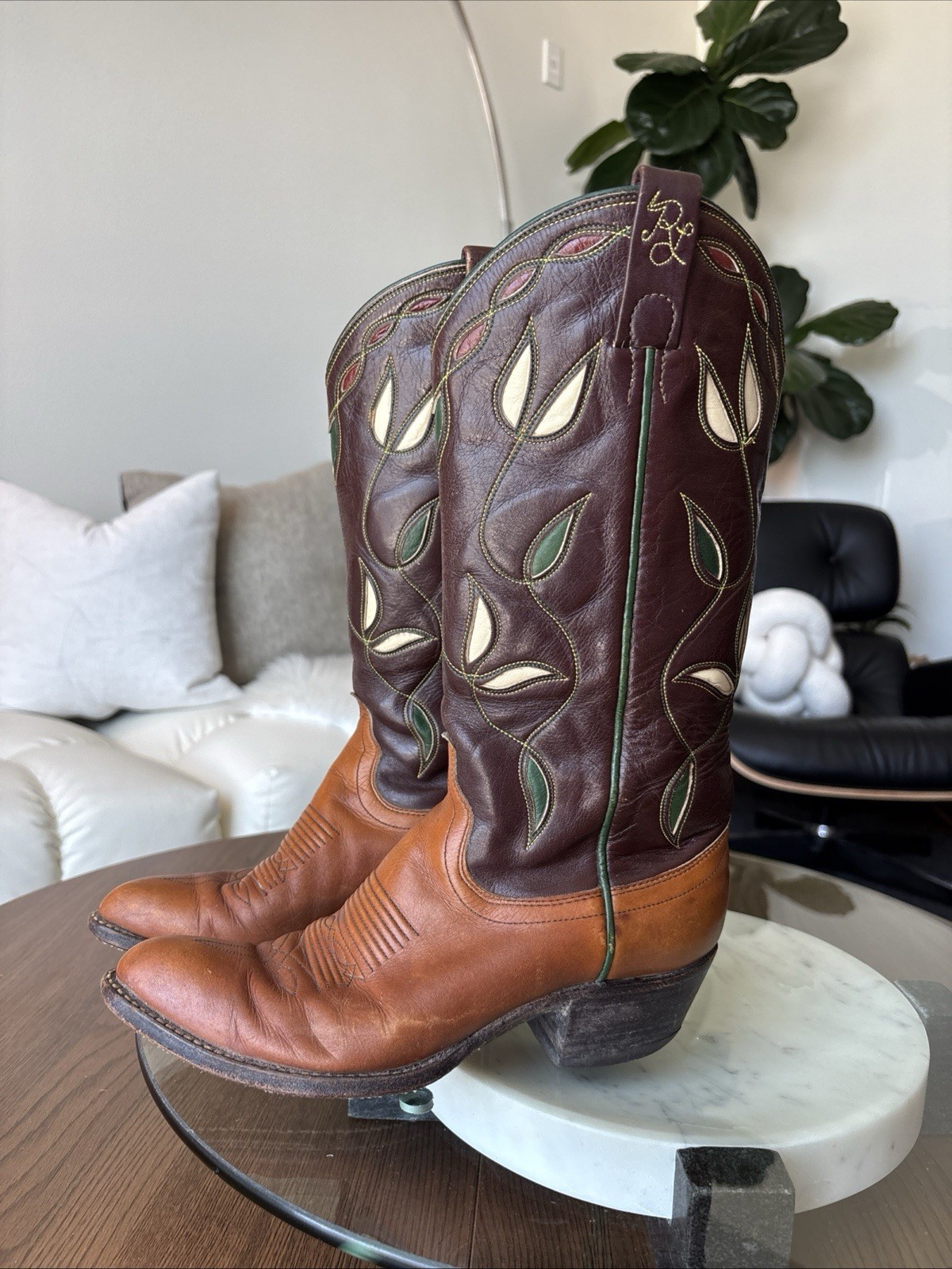 RALPH LAUREN Vintage Polo Western Cowboy Boots Gorgeous Collectibles Size 7.5