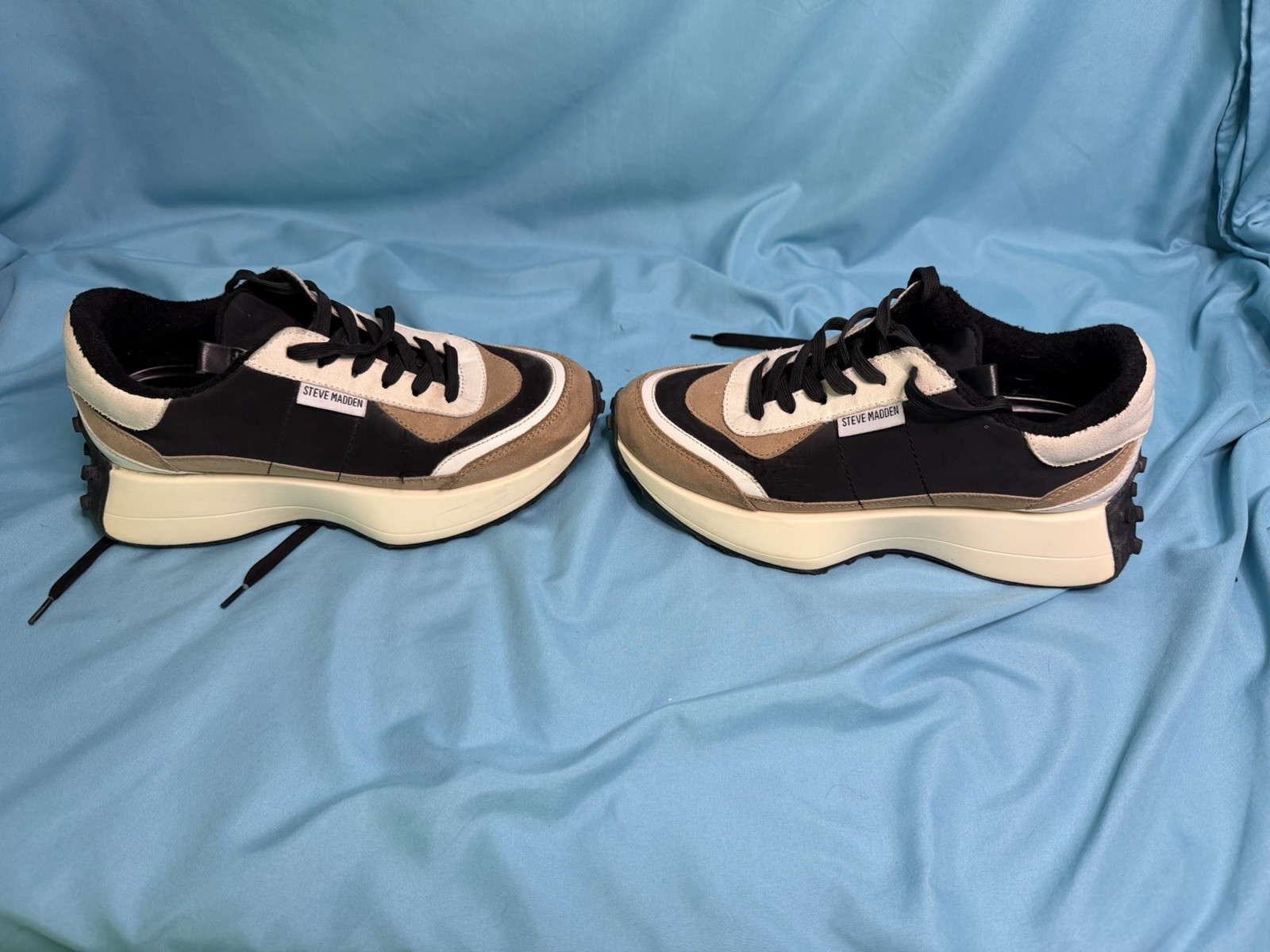 Steve Madden Diversion Chunky Sneakers Size 7 Medium Black|Tan|White
