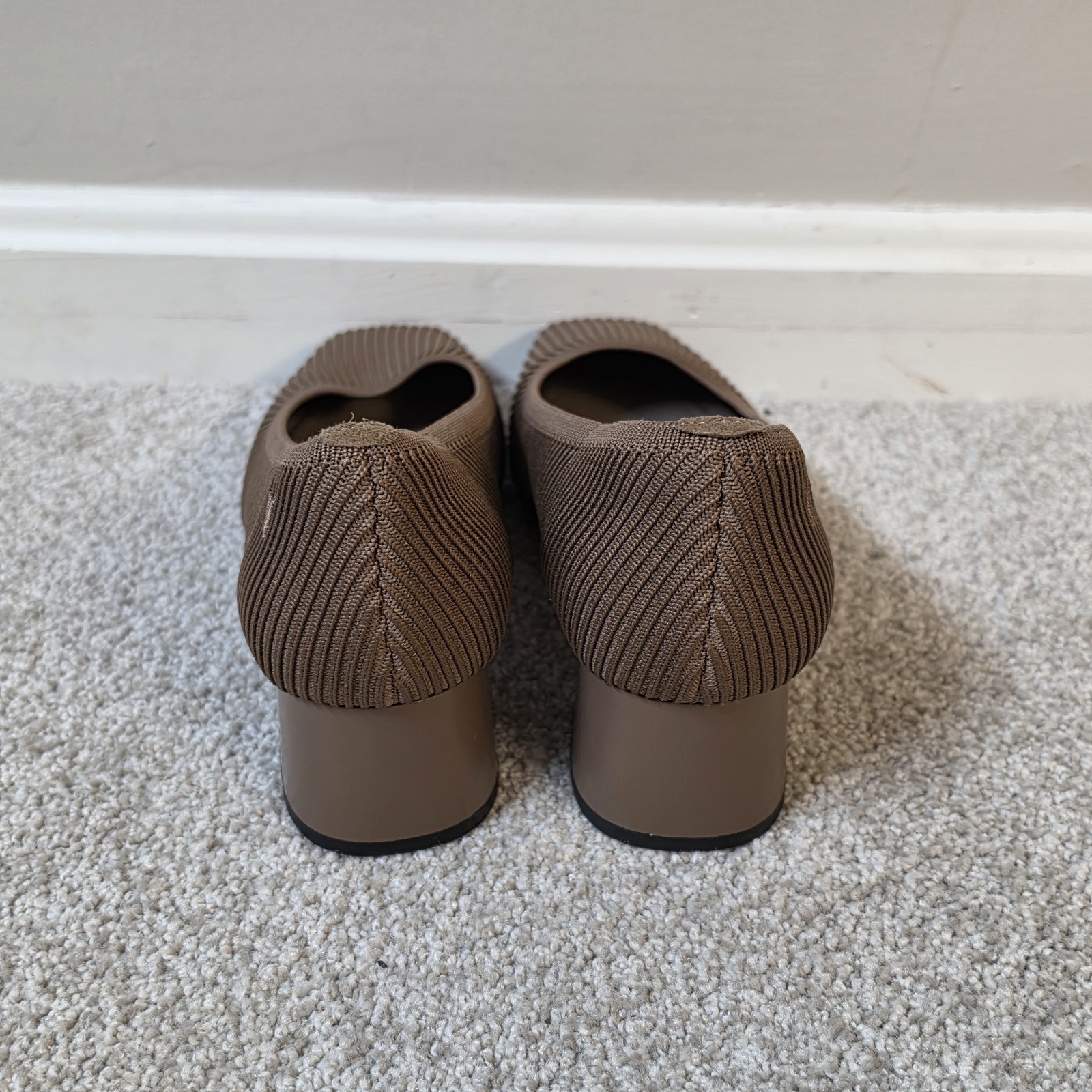 Vivaia Melody Square-Toe Chunky Block Heels Espresso Brown Size EU 38 US 7-7.5