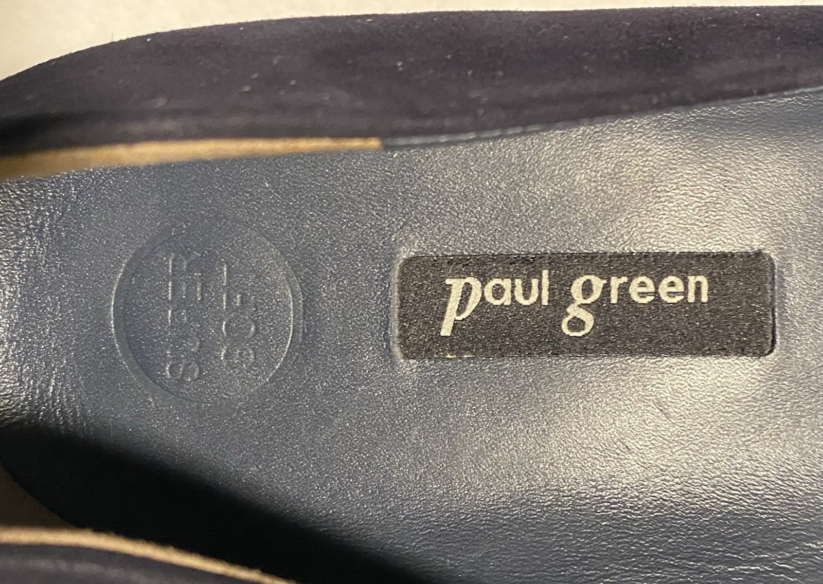Paul Green Suede Navy Pointed Pumps BlockHeel Women Shoes UK6/US8.5 Made Austria
