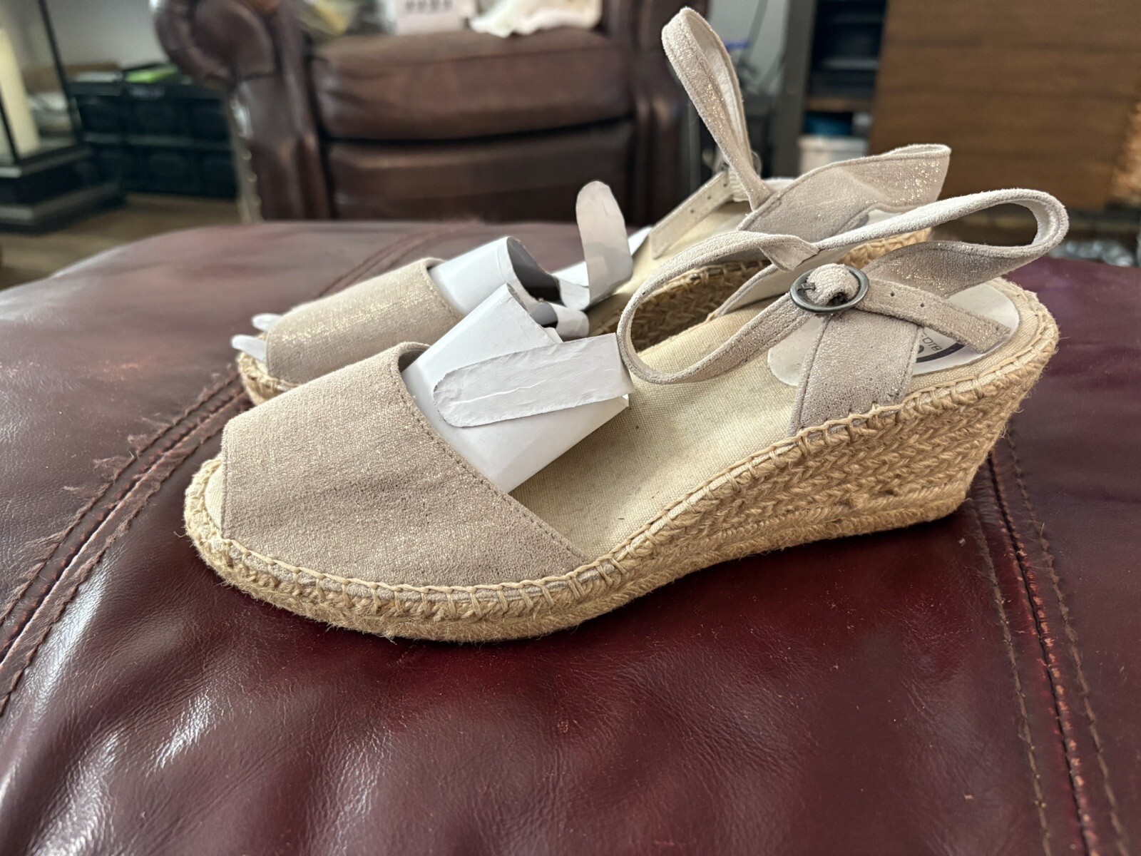 Abeo Dahlia BioSystem Wedge Espadrille Sparkle Suede Sandal Women’s Size 8N New*