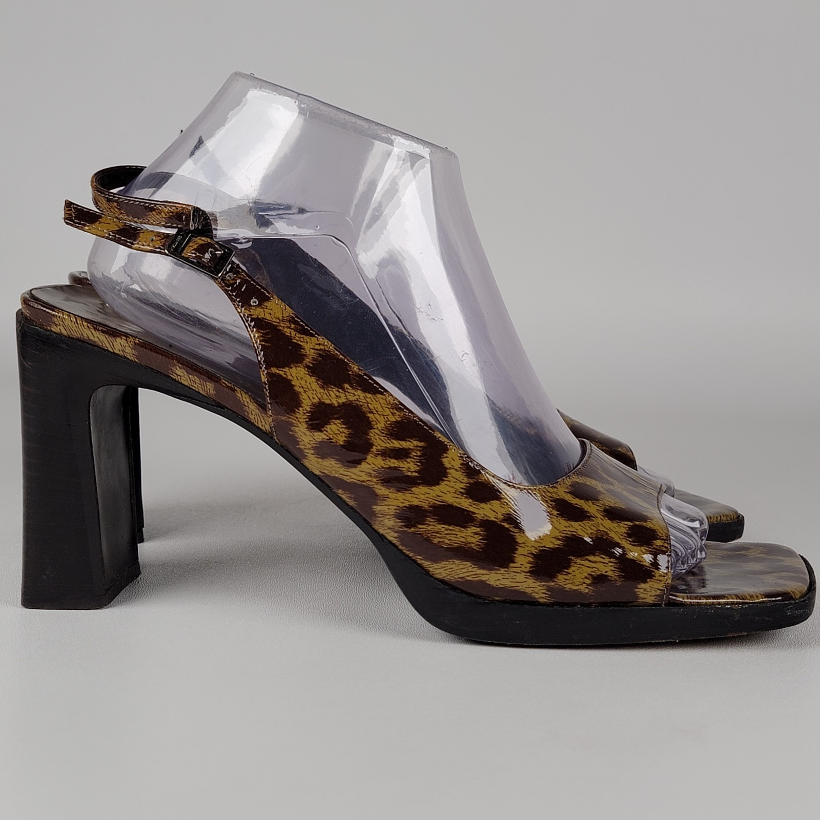 Via Spiga Leopard Print Slingback Sandals Women’s Block Heel Italy Size 9.5 eu40